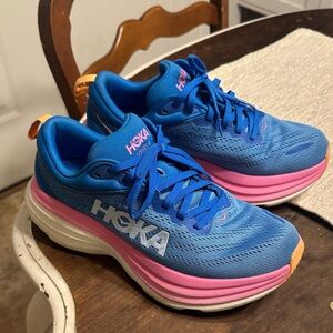 Hoka Vibrant Blue and Pink Athletic Shoes